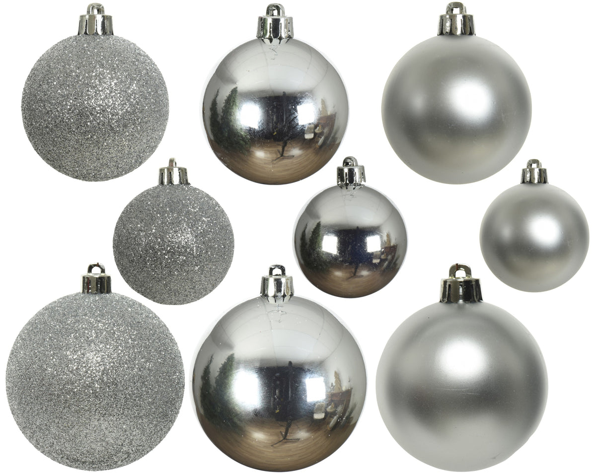 Kerstballen Zilver Mix – 30 Stuks – 4/5/6 cm - foto 3