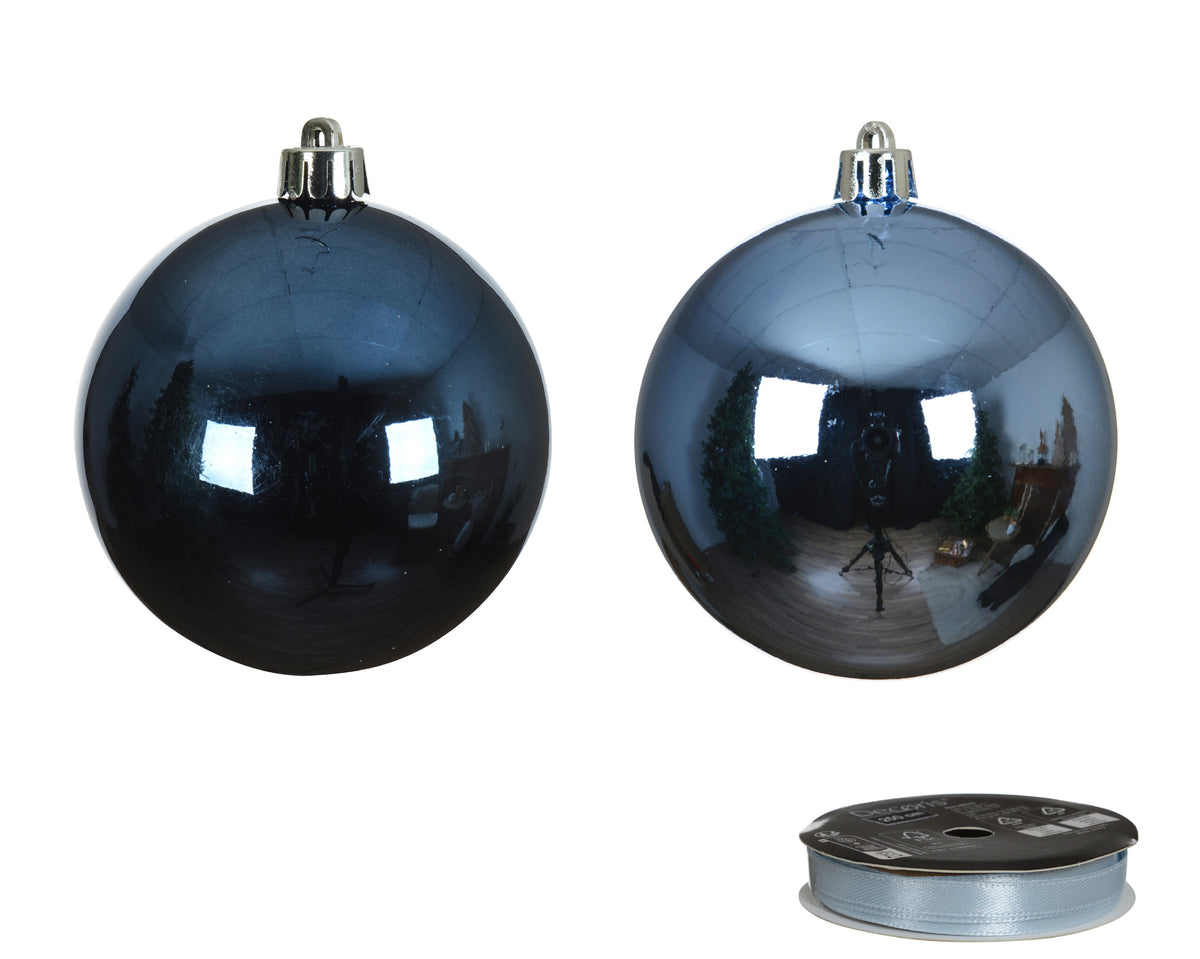Kerstballen Blauw Mix – 34 Stuks – 8 cm – In Koker - foto 2