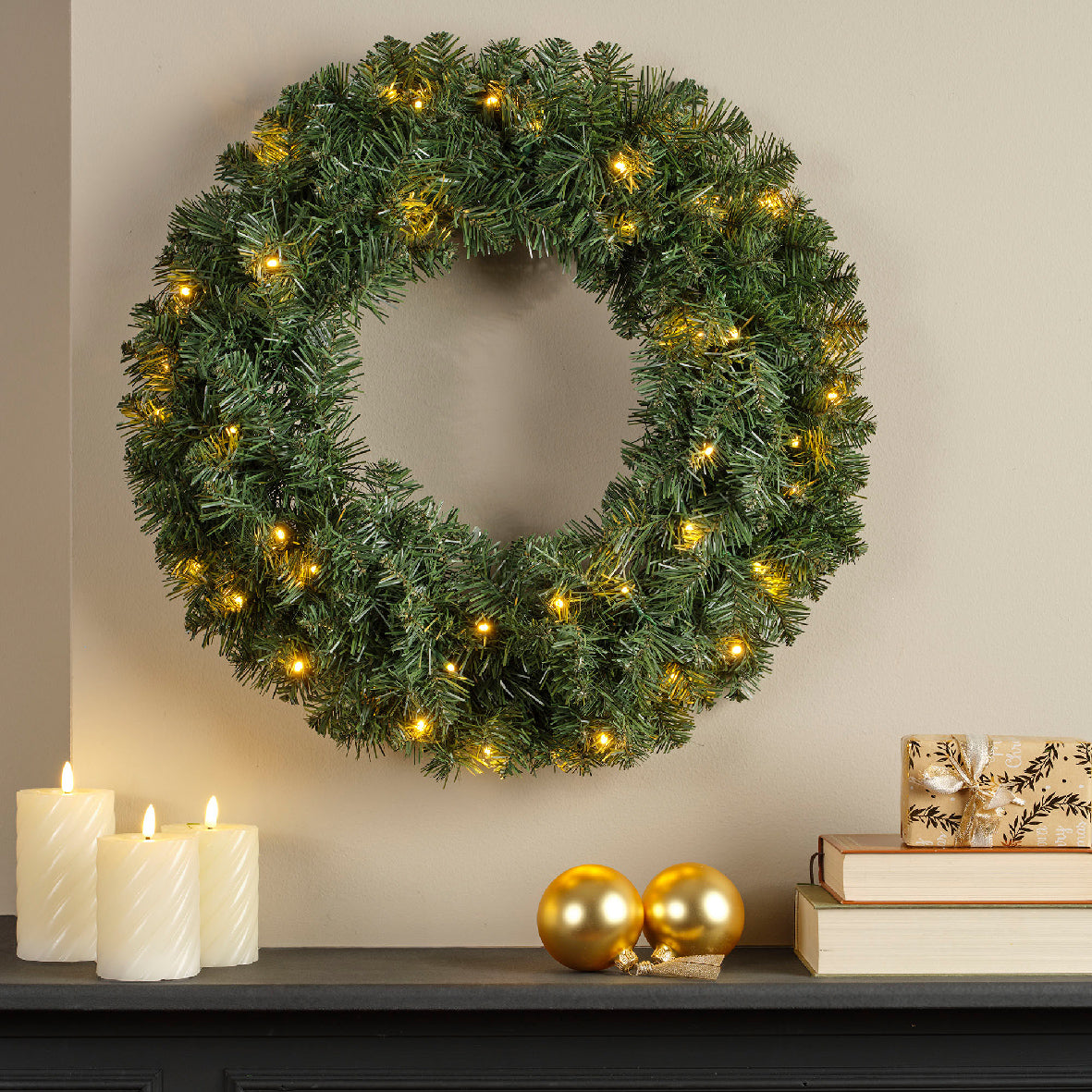 LED Kerstkrans - Ø 60 cm - Groen - 50 LED's - Timer - foto 4