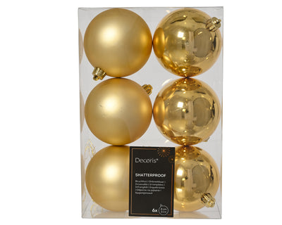 Kerstballen Goud 8 cm – 6 Stuks – Mat & Glanzend