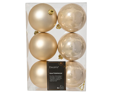 Kerstballen Parel 8 cm – 6 Stuks – Mat & Glanzend