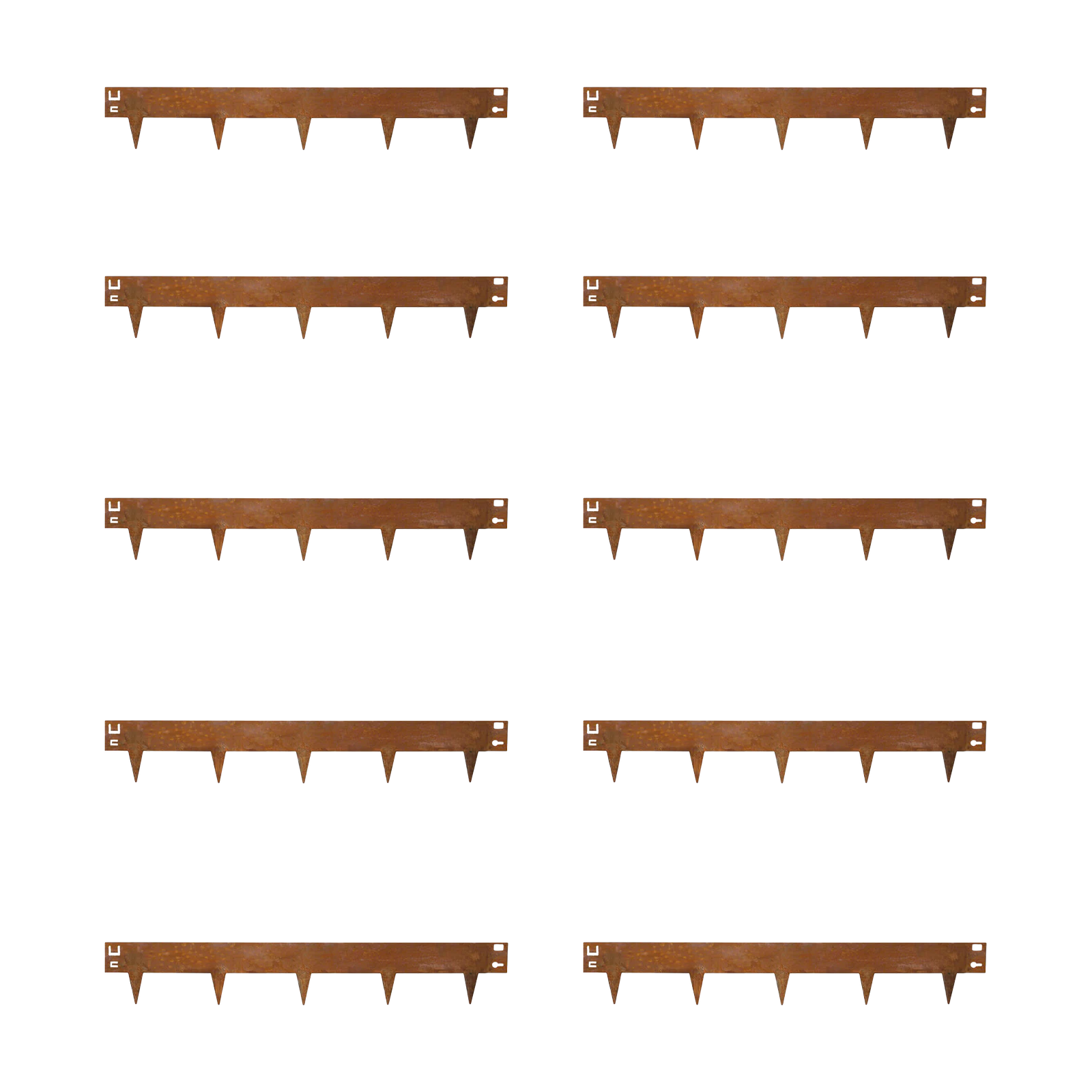 10x Cortenstahl Rasenkante Beeteinfassung - 106x16cm -