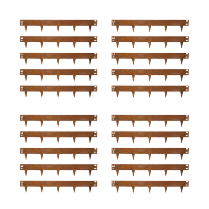 20x Cortenstahl Rasenkante Beeteinfassung - 106x16cm -