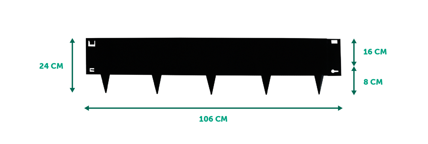Kantopsluiting borderrand, zwart gecoat - 