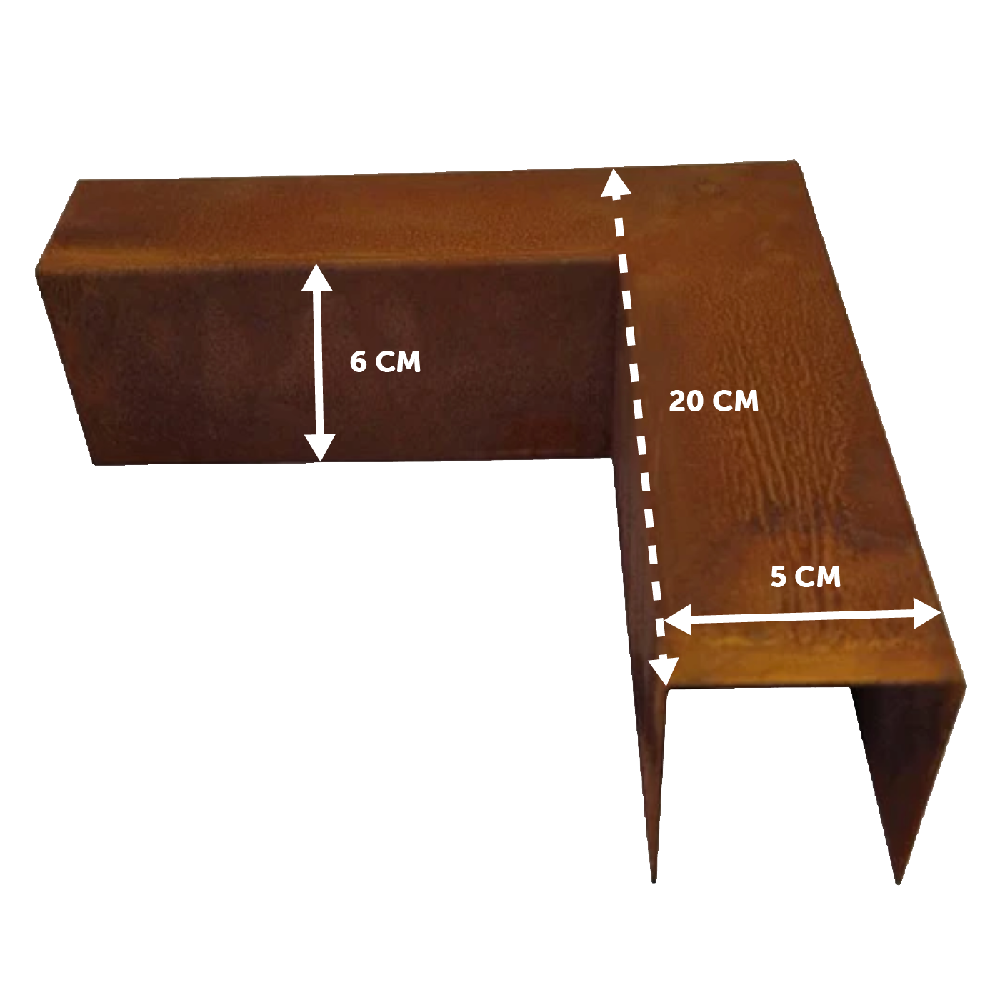 Hoek overzetprofiel cortenstaal kantopsluiting - borderranden