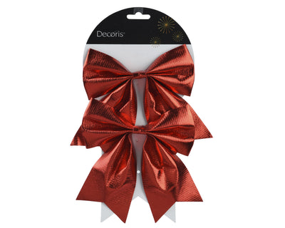 Kerststrikken Polyester - 15 x 17 cm - Rood - 2 stuks