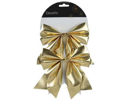 Kerststrikken Polyester - 15 x 17 cm - Glanzend goud - 2 stuks