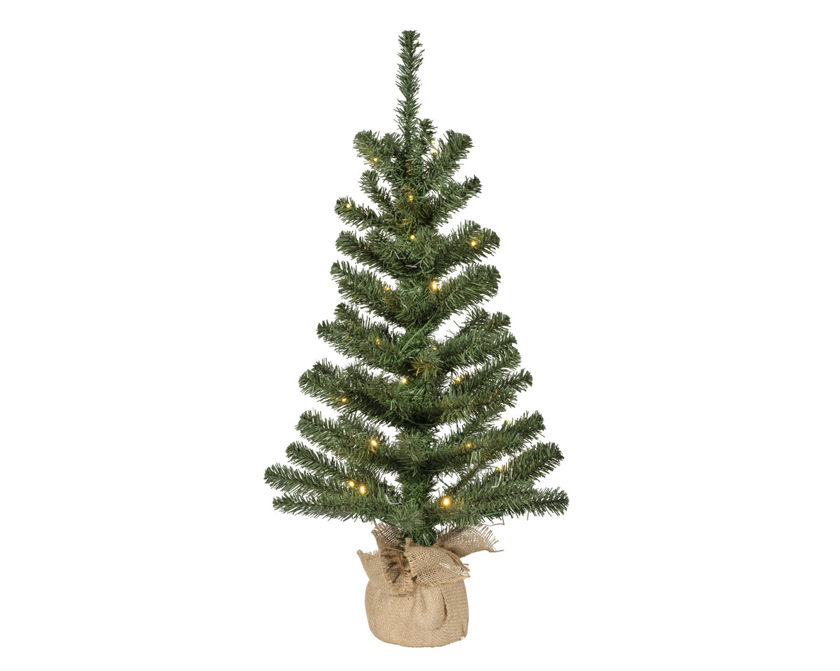 Kunstkerstboom - 75 cm - 35 Micro LED - Jute zak - Batterij