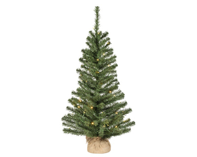 Kunstkerstboom - 90 cm - 50 Micro LED - Jute zak - Batterij