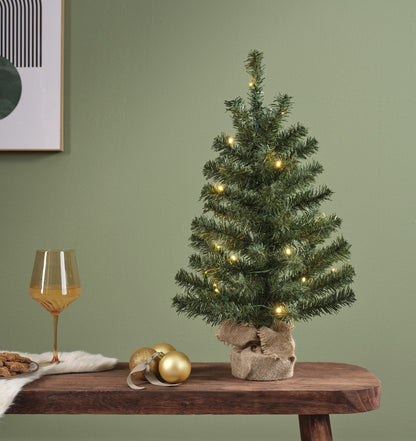 Kunstkerstboom - 90 cm - 50 Micro LED - Jute zak - Batterij - foto 2
