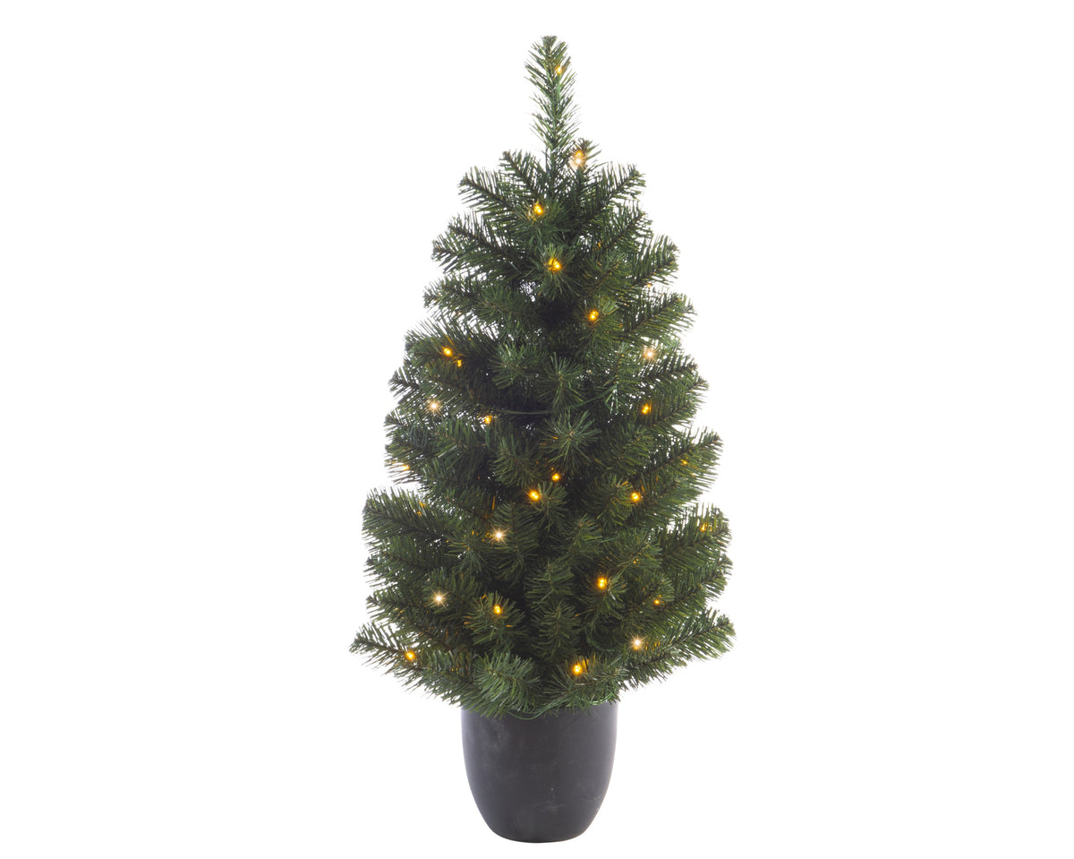 Kunstkerstboom - 90 cm - Verlicht - In pot