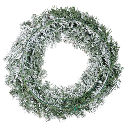 Kerstkrans Everlands - Ø 40 cm - Groen - Besneeuwd - 40 LED - foto 3