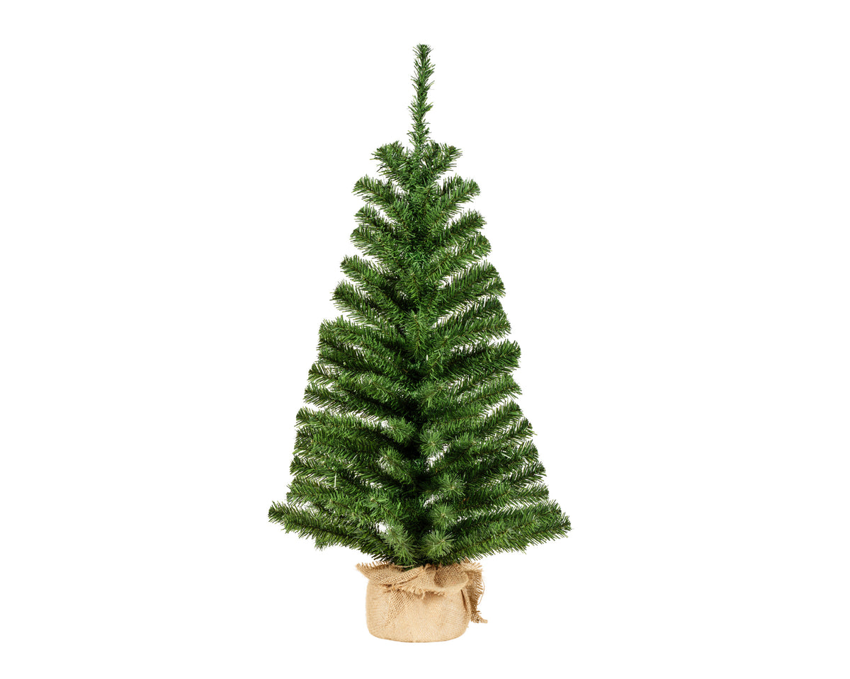 Mini Kunstkerstboom - H 90 cm - Groen - Jute Zak