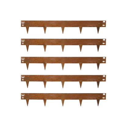 5x Cortenstahl Rasenkante Beeteinfassung - 106x16cm -