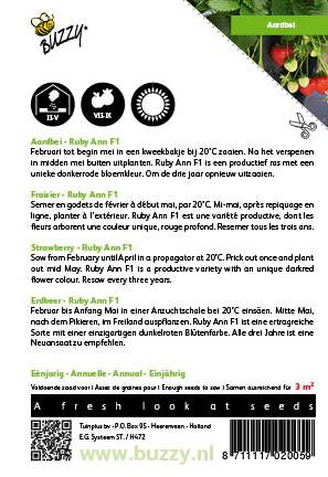 Hangaardbei Ruby Ann F1 roodbloeiend - Zaden
