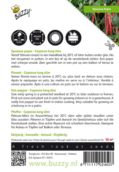 Spaanse Peper Cayenne long slim - Zaden