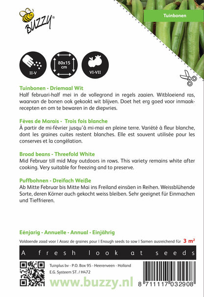 Tuinbonen Driemaal Wit - Zaden