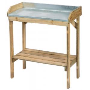 Pflanztisch zum Säen und Umtopfen, Zink, FSC-zertifiziertes Holz, H 97 x 85 x 42 cm